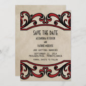 ゴシックな渦巻きのSave the Date招待状 招待状 (正面/裏面)
