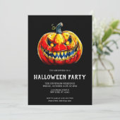 ゴシックな笑顔のかぼちゃ ハロウィンパーティー 招待状 (スタンド正面)