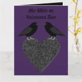 ゴシックな黒いカラスとブラックハートのオーダーメイドカード カード (黄色い花)