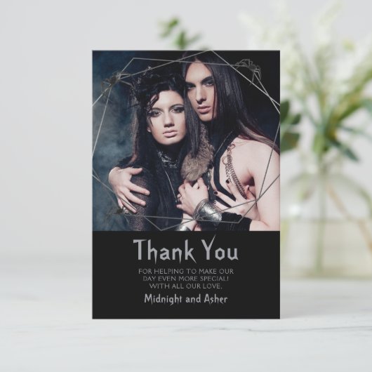 ゴシックのクモ結婚の写真 サンキューカード (スタンド正面)