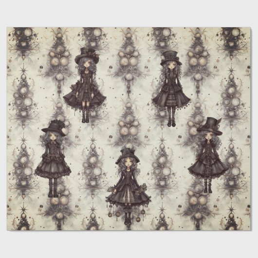 ゴシックのスチームパンク代替クリスマスフェアリー ラッピングペーパー (フラット)