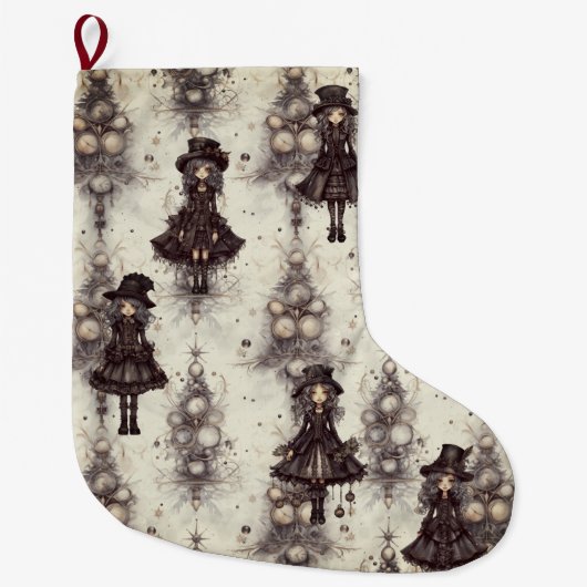 ゴシックのスチームパンク代替クリスマスフェアリー ラージクリスマスストッキング (正面)