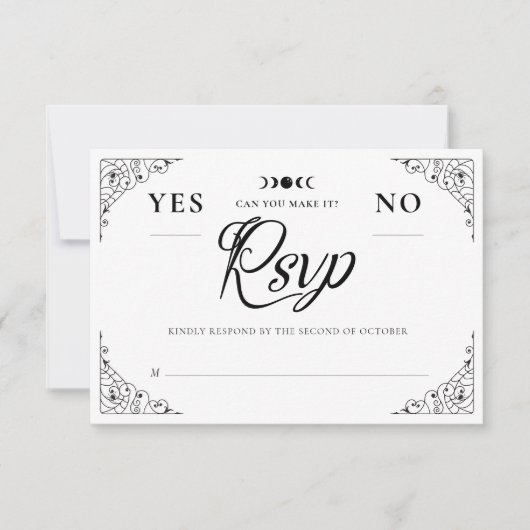 ゴシックのハロウィン結婚ゴシックのスピリットボードRSVP 出欠カード (正面)