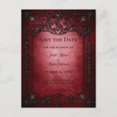 ゴシックのハロウィーン結婚式は日付はがきを保存 案内ポストカード (正面)