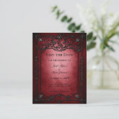 ゴシックのハロウィーン結婚式は日付はがきを保存 案内ポストカード (スタンド正面)