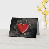 ゴシックのハート愛挨拶状 カード (黄色い花)