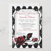 ゴシックのバラのグランジなダイヤモンドのプリントのブライダルシャワー 招待状 (正面)