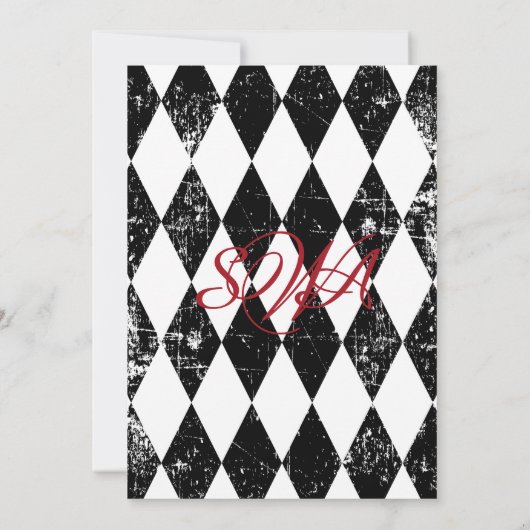 ゴシックのバラのグランジなダイヤモンドのプリントのブライダルシャワー 招待状 (裏面)