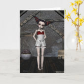 ゴシックの人形の暴風雨-挨拶状 カード (黄色い花)