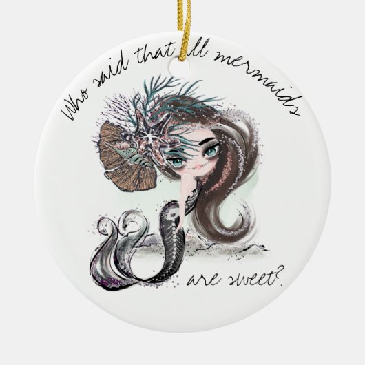 ゴシックの人魚 人魚の中には甘いものばかりではない セラミックオーナメント (正面)
