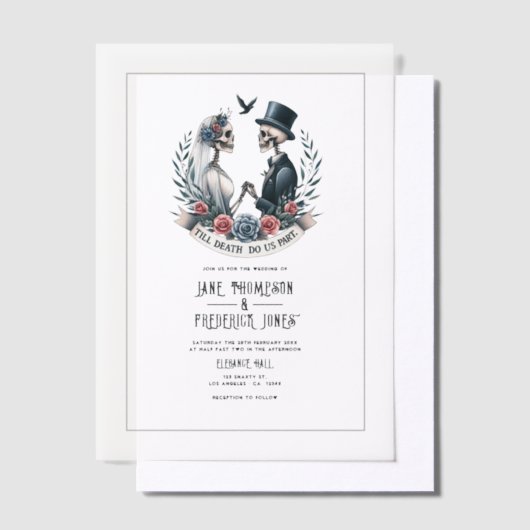 ゴシックの写真「Til Death Do Us Part」結婚の写真 ベラム紙招待状 (オフセット)