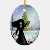 ゴシックの女の子のメリークリスマスのオーナメント セラミックオーナメント (正面)