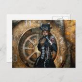 ゴシックの女の子の時間をスペアSteampunk ポストカード (正面/裏面)