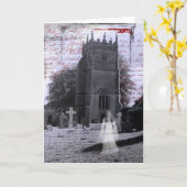 ゴシックの幽霊のよく出るな墓地の挨拶状 カード (黄色い花)