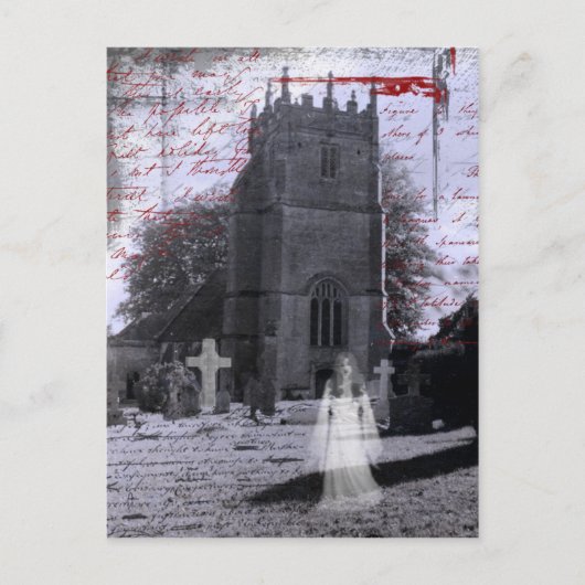 ゴシックの幽霊のよく出るな墓地の郵便はがき ポストカード (正面)
