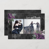 ゴシックの愛感謝していと2枚の写真結婚の サンキューカード (正面/裏面)