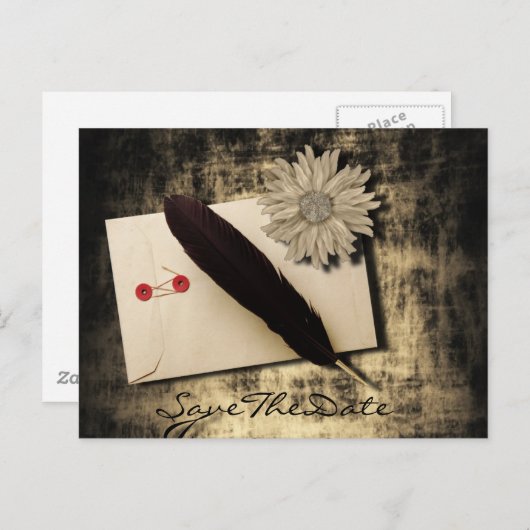 ゴシックの愛steampunk結婚式の日付を保存 案内ポストカード (正面/裏面)