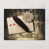 ゴシックの愛steampunk結婚式の日付を保存 案内ポストカード (正面)
