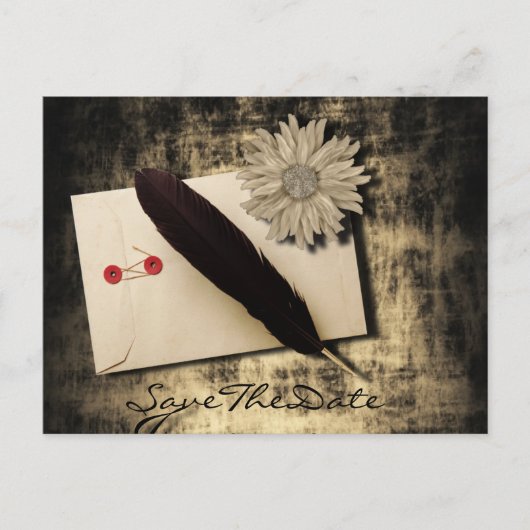 ゴシックの愛steampunk結婚式の日付を保存 案内ポストカード (正面)