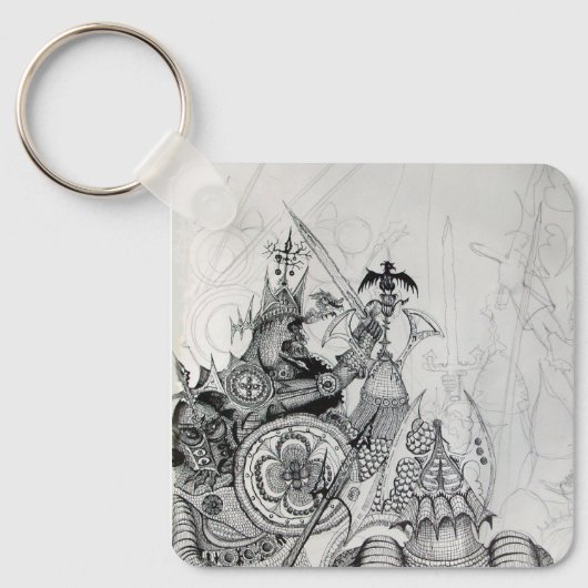 ゴシックの戦士、野蛮騎士、ファンタジー キーホルダー (正面)
