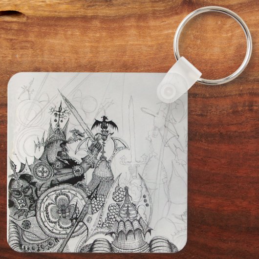 ゴシックの戦士、野蛮騎士、ファンタジー キーホルダー (裏面)