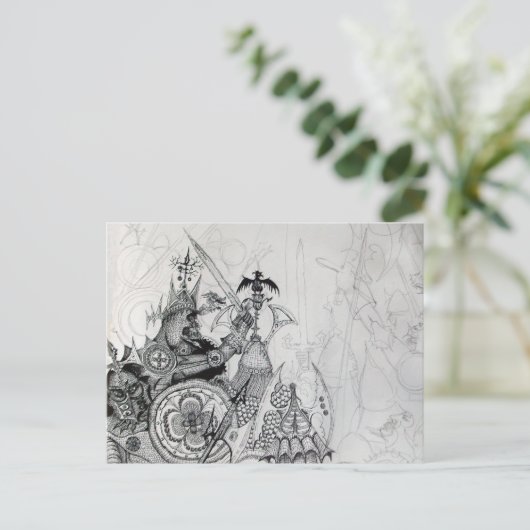 ゴシックの戦士、野蛮騎士、ファンタジー ポストカード (スタンド正面)