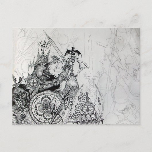 ゴシックの戦士、野蛮騎士、ファンタジー ポストカード (正面)