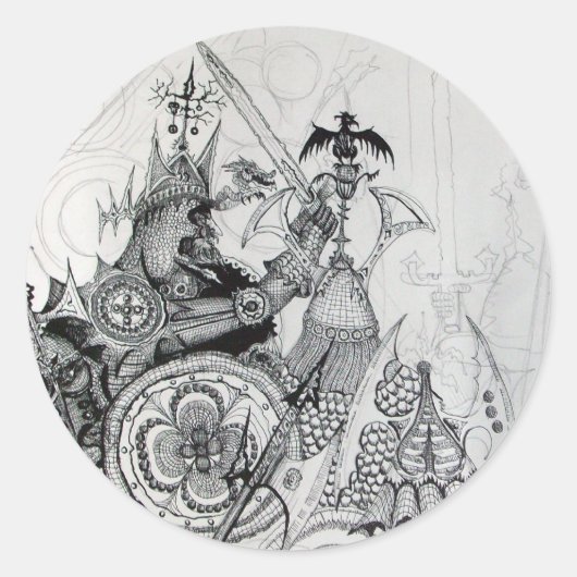 ゴシックの戦士、野蛮騎士、ファンタジー ラウンドシール (正面)