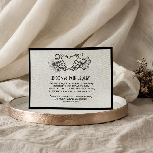 ゴシックの書籍の赤ちゃんシャワースカル&花 エンクロージャーカード