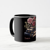 ゴシックの本好き。本とバラ。編集可能。 マグカップ (正面左)