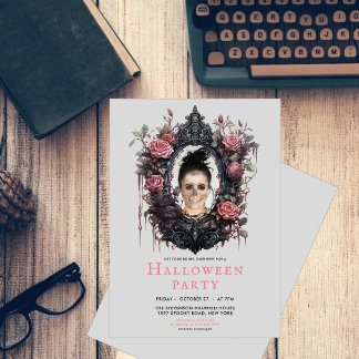 ゴシックの枠とバラカスタム写真おもしろい(&C) 招待状