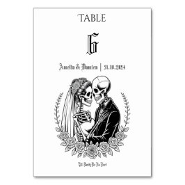 ゴシックの死のスケルトンのカップルフローラ結婚ズ テーブルナンバー