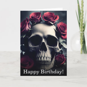 ゴシックの死スカルとバラ誕生日カード カード
