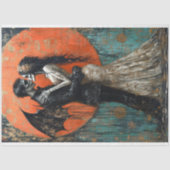 ゴシックの結婚スケルトンマーメイドスカルのデコパージュ 薄葉紙 (正面)