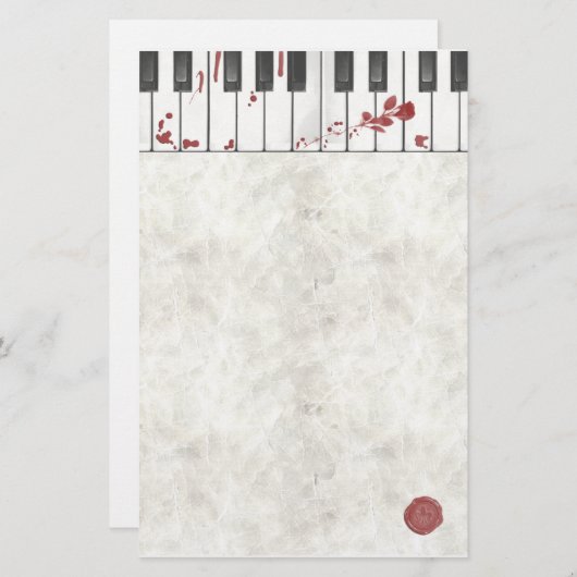 ゴシックの血まみれのピアノ文房具 便箋 (正面/裏面)