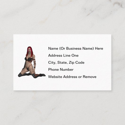 ゴシックの黒い革のパンクの吸血鬼の女性 名刺 (裏面)