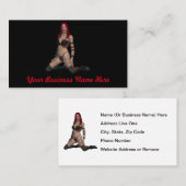 ゴシックの黒い革のパンクの吸血鬼の女性 名刺 (正面/裏面)