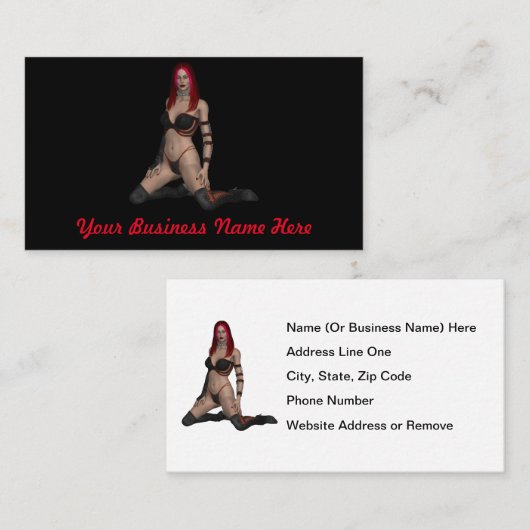 ゴシックの黒い革のパンクの吸血鬼の女性 名刺 (正面/裏面)