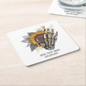 ゴシックひまわり骸骨 スクエアペーパーコースター (アングル)