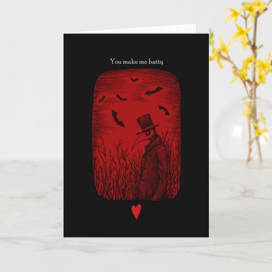 ゴシックアイラブエストドクターこうもりバレンタインデー  カード (黄色い花)