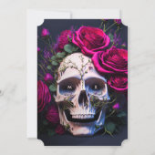 ゴシックアダルトハローウィンパーティスカルレッドローズ 招待状 (裏面)