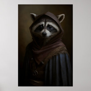 ゴシックアライグマアートプリント ビクトリア朝の悪漢動物 ポスター