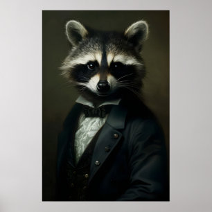 ゴシックアライグマ肖像画プリント ダークアカデミア ホーム 1 ポスター