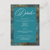 ゴシックアンティークティール(緑がかった色)金ゴールドダマスクウェディング詳細 エンクロージャーカード (正面)