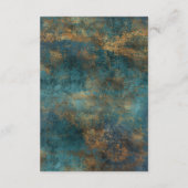 ゴシックアンティークティール(緑がかった色)金ゴールドダマスクウェディング詳細 エンクロージャーカード (裏面)