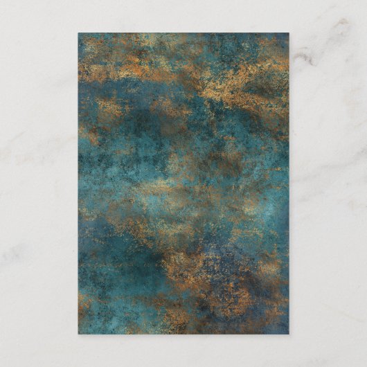 ゴシックアンティークティール（緑がかった色）金ゴールドダマスクウェディング詳細 エンクロージャーカード (裏面)