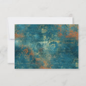 ゴシックアンティークティール（緑がかった色）金ゴールドダマスクウェディング セーブザデート (裏面)