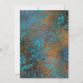 ゴシックアンティークティール(緑がかった色)金ゴールドダマスクウェディング 招待状 (裏面)