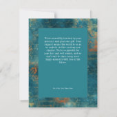 ゴシックアンティークティール（緑がかった色）金ゴールドダマスクフォト結婚ズ サンキューカード (裏面)