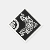 ゴシックアンティークヘッダー白黒フローラ スタンダードカクテルナプキン (角)